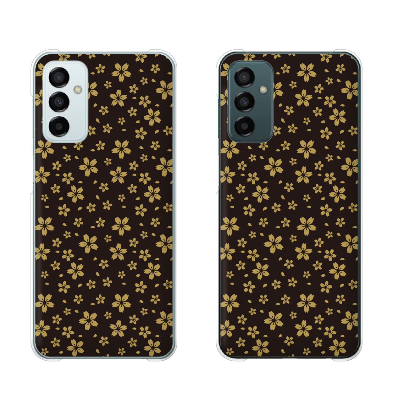 Galaxy M23 5G シムフリー スマホ ケース ハード カバー 和柄3 桜 黒
